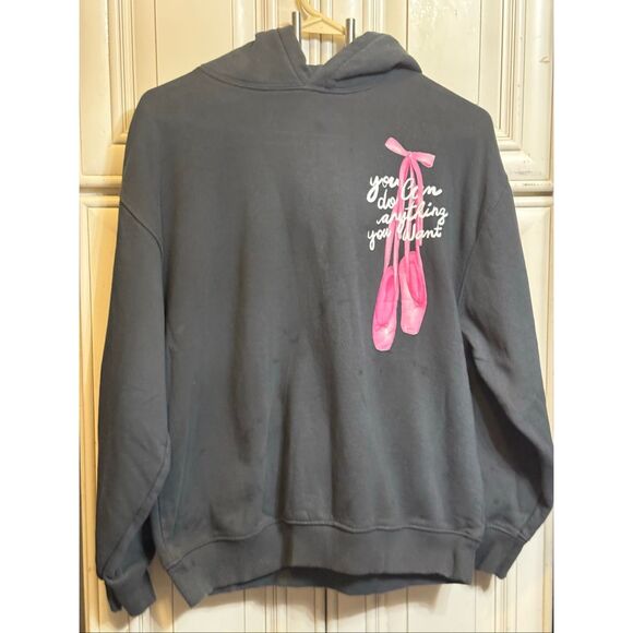 ZARA Girls Oversized Ballet Graphic Hoodie Sweatshirt Gray Size 13-14 - Picture 7 of 8